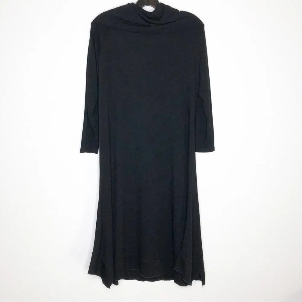Soft Surroundings black cowl neck knit midi dress size Petite Large PL